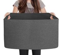 MEGASKET Panier rectangulaire en osier extra large - 59,9 x 39,9 x 35,8 cm - Panier à linge pour bébé - Panier de rangement pour jouets pour enfants - Panier tissé pour couvertures, vêtements