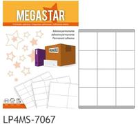 MEGASTAR Etiquettes Adhésives Blanches 70x67mm 12 étiquettes par feuille, laser et jet d'encre, 100 feuilles, LP4MS-7067