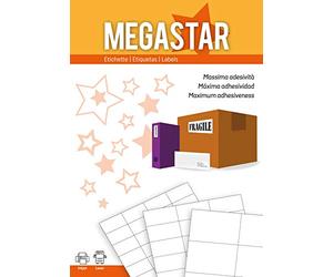 Megastar LP4MS-7036 Boîte de 100 feuilles d'étiquettes blanches avec marges 70 x 36 mm