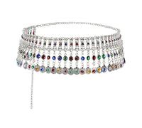 MEGAUK Ceinture à Chaîne Rétro pour Femme - Franges, Métal, Danse du Ventre - 07462 Argenté, Taille Unique