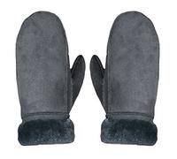MEGAUK Gants d'hiver en fourrure d'agneau avec doublure chaude pour homme et garçon - Gris - Taille Unique