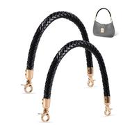 MEGAVOW 2 Pièces Poignée Anse en PU Cuir pour Sac à Main, Bandouliere Remplacement pour Sac, Bricolage Sangle de Sac à Mainavec Boucles, Noir, 40cm
