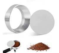 MEGAVOW Anneau de Dosage & Filtre à Café 51mm, Entonnoir de Dosage Magnétique en Aluminium et Passoire à Expresso de 1,7mm 150μm en Acier Inox, Accessoires Espresso pour Barista