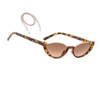 MEGAVOW Lunettes de Soleil Œil de Chat pour Femmes, Sangle de Lunette, Cat Eye Vintage Lunette Rétro, UV400 Protection, Cateyes Lunettes Solaires à la Mode Classique Stylé
