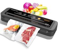 MegaWise Machine à Emballer sous Vide : Puissance d'Aspiration 80 kPa, Commande à un Bouton, Cutter Intégré et Rangement des Sacs, Noir