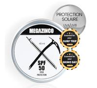 MEGAZINCO - SPF 50 minéral et 100% NATUREL. Crème/pâte solaire haute protection pour surfeurs, marins, alpinistes, skieurs, snowboarders, triathlètes, nageurs. CRÈME SOLAIRE SURF - 40 ml