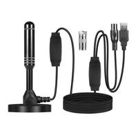 MEgegulo Antenne TV HD portable intérieur/extérieur, réception 360°, amplificateur de signal double, gain élevé, 4K 1080p VHF/UHF, avec base magnétique