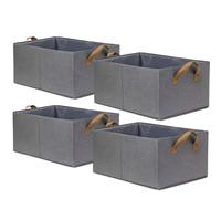 MEgegulo - Ensemble de 4 boîtes de rangement pliables en tissu non tissé avec poignée, 47 x 28 x 20 cm, pour étagères, paniers à vêtements, organisateurs pour la maison et le bureau
