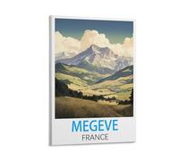 Megève Poster vintage de voyage sur toile Motif France 30 x 45 cm