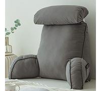 MEGHI Oreiller de Lecture avec Accoudoirs et Poches,Reading Pillow,Coussin de Soutien Lombaire,Coussin de Dossier pour canap,Cale Nuque et Housse Détachables