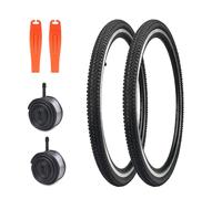 MEGHNA Kit de pneus pour vélos 2er-Pack 24/26x1.5 +2er-Pack AV35mm Pneus intérieurs pour vélo+2 Levier pneumatiques Utilisé MTB/Vélos de route (24x1.5 Pouces)