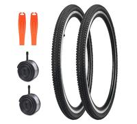 MEGHNA Kit de pneus pour vélos 2er-Pack 24/26x1.5 +2er-Pack AV35mm Pneus intérieurs pour vélo+2 Levier pneumatiques Utilisé MTB/Vélos de route (26x1.5 Pouces)