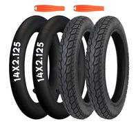 MEGHNA Lot de 2 pneus de vélo électrique 14 x 2.125 14" 57-254 + 2 chambres à air 14 x 1,75/2,125 AV32 mm + 2 démonte-pneus