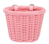 MEGHNA Mini Panier de Vélo pour Guidon Avant Tissé à la Main avec Tresse en Plastique pour Scooter Enfants Draisienne (Rose)
