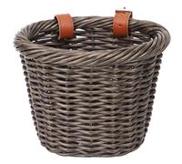 MEGHNA Mini Panier de Vélo pour Guidon Avant Tissé à la Main avec Tresse en Plastique pour Scooter Enfants Draisienne (Marron)