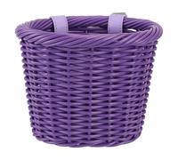 MEGHNA Mini Panier de Vélo pour Guidon Avant Tissé à la Main avec Tresse en Plastique pour Scooter Enfants Draisienne (Violet)