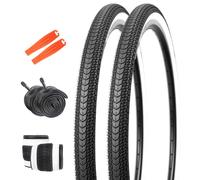MEGHNA Pneu de vélo 26 pouces 26 x 1,75 (44-559) + 2 chambres à air AV48 mm + 2 démonte-pneus - Kit de pneus de vélo pour vélo de ville, VTT, vélo de trekking, vélo jeune, vélo pliant