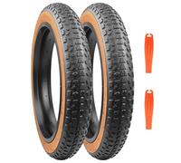 MEGHNA Pneu de vélo électrique 16/20/26 x 3,0" compatible avec 76-305/76-406/76-559 MTB/Fat Tires/Snow & vélo électrique (paroi latérale marron (seulement 2 pneus + 2 leviers de pneus, sans tuyaux