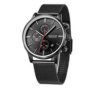 MEGIR Bracelet En Maille Montres Mode Lumineuse 6-main Analogique Chronographe 3ATM étanche Quartz montres