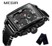 MEGIR Hommes Montre De Luxe Chronographe Montres À Quartz En Cuir Sport Lumineuse Hommes Montres