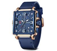 MEGIR ML2061G Montre à quartz analogique pour homme avec chronographe et bracelet en cuir tendance pour le sport et le travail d'affaires bleu