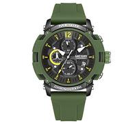 MEGIR Montre de sport à quartz pour homme avec chronographe lumineux automatique calendrier étanche Bracelet en silicone, vert, Sports
