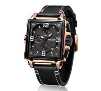 Montre Homme chronographe étanche Montre Classique Lumineuse Bracelet en Cuir Grand Cadran Date analogique et résistant aux Rayures Cadeau de Mode