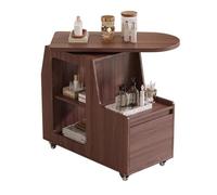 MegLob Chariot De Chariot De Beauté Lazy Susan, Chariot De Salon De Service Public Lourde, Chariot De Chariot À Esthéticien Et Stand De Rangement Spa Avec Roues,Walnut 30x70x75cm