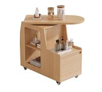 MegLob Chariot De Chariot De Beauté Lazy Susan, Chariot De Salon De Service Public Lourde, Chariot De Chariot À Esthéticien Et Stand De Rangement Spa Avec Roues,Wood color 30x80x75cm