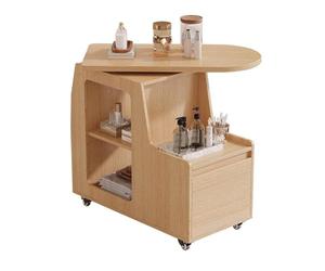 MegLob Chariot De Chariot De Beauté Lazy Susan, Chariot De Salon De Service Public Lourde, Chariot De Chariot À Esthéticien Et Stand De Rangement Spa Avec Roues,Wood color 40x70x75cm