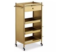 MegLob Chariot De Plateau De Salon De Services Publics, Chariot À Outils De Stockage De Salon De Coiffure En Acier Inoxydable, Chariot De Rangement De Coiffure Professionnelle En Métal,D'or