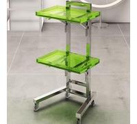 MegLob Chariot De Salon À 2 Niveaux, Chariot Roulant en Métal pour Salon De Coiffure, Support De Rangement pour Salon De Coiffure en Acier Inoxydable, Chariots Multifonctionnels,Vert