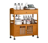 MegLob Chariot De Salon De Beauté, Grande Capacité, Avec 1 Tiroir Et 1 Armoire, Chariot De Rangement Pour Salon De Beauté, Organiseur D'outils Pour Le Visage, Pour Salon, Barbier Et Spa,Marron