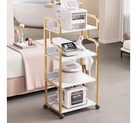 MegLob Chariot De Salon De Beauté Utilitaire, Chariot Mobile Multi-Niveaux Pour Soins Du Visage, Chariot De Rangement En Métal Pour Esthéticienne, Chariot De Rangement Professionnel,Gold 4 tier