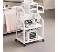 MegLob Chariot De Salon De Beauté Utilitaire, Chariot Mobile Multi-Niveaux Pour Soins Du Visage, Chariot De Rangement En Métal Pour Esthéticienne, Chariot De Rangement Professionnel,White 3 tier