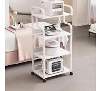 MegLob Chariot De Salon De Beauté Utilitaire, Chariot Mobile Multi-Niveaux Pour Soins Du Visage, Chariot De Rangement En Métal Pour Esthéticienne, Chariot De Rangement Professionnel,White 4 tier