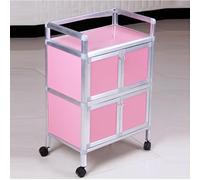 MegLob Chariot De Salon Utilitaire Avec Roues, Chariot De Laboratoire Roulant Pour Salon De Beauté, Chariot De Salon Avec 4 Portes D'armoires, Station De Travail De Table De Tatouage,Rose