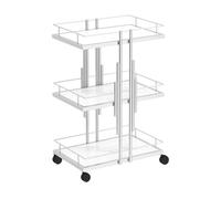 MegLob Chariot D'esthétique En Métal, Chariot De Salon De Beauté Moderne En Fer Avec Roulettes, Chariot De Rangement Pour Outils D'esthétique, Chariot Mobile Robuste Pour Soins Du Visage,Blanc
