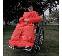 MegLob Couverture Pour Fauteuil Roulant Avec Manches Amovibles, Couverture D'hiver Imperméable Et Coupe-Vent Pour Personnes Âgées, Pliable Dans Un Sac À Dos,Red for child