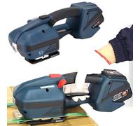 MegLob Machine De Cerclage Électrique, Machine De Cerclage Automatique PP/PET, Machine De Cerclage Portative Pour Entrepôt, Pour L'emballage Rapide De Boîtes Et De Palettes,1 battery