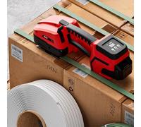 MegLob Machine De Cerclage Électrique, Machine De Cerclage Semi-Automatique Portative 4300N, Kit De Tendeur D'emballage De Presse Portable Pour Entrepôt,2 batteries