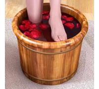 MegLob Pédicure De Pédicure En Bois Seau De Spa, Bassin De Baignoire De Trempage À Pied En Bois Massif, Pour Soulager La Pression Des Pieds, Pédicure Pied De Spa Pieds Baril,M