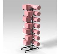 MegLob Rack De Rangement De Tapis De Yoga Compact, Porte-Greffe De Yoga À 7 Couches, Rack De Stockage De Studio De Yoga Professionnel pour Les Blocs De Yoga Et Les Blocs De Yoga,Noir