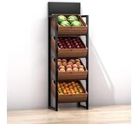 MegLob Stand D'affichage De Vente Au Détail De Fruits Commerciaux, Porte-Écrans Du Marché En Métal Avec Paniers En Plastique, Étagère De Cuisine Utilitaire,4 tier black a