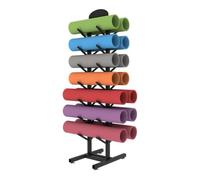 MegLob Support De Tapis De Yoga À 7 Niveaux, Compact Et Peu Encombrant, Organiseur De Rouleaux en Mousse en Métal, pour Suspendre des Rouleaux en Mousse,Black no Wheels