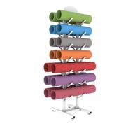 MegLob Support De Tapis De Yoga À 7 Niveaux, Compact Et Peu Encombrant, Organiseur De Rouleaux en Mousse en Métal, pour Suspendre des Rouleaux en Mousse,White no Wheels