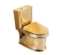 MegLob Toilettes De Luxe En Céramique Dorée Avec Un Siège Confortable, Une Hauteur Étendue De 16 Pouces Et Un Trou Pré-Percé De 12 Pouces De Type Siphon En Céramique