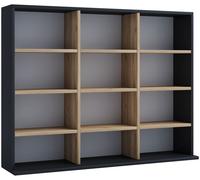 MegosaL bibliothèque 12 tablettes noir, chêneReproduction.