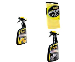 Meguiar's Cire Rapide G200916EU Ultimate Spray 473ml, Finition Haute Brillance - Avec Serviette Microfibre Supreme Shine 1 Pièce & Ultimate Quik Detailer
