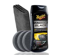 Meguiar's Ultimate Black Plastic Restorer + 3 tampons applicateurs + Chiffon de Polissage | Entretien du Plastique pour Une Nouvelle Brillance avec Protection UV